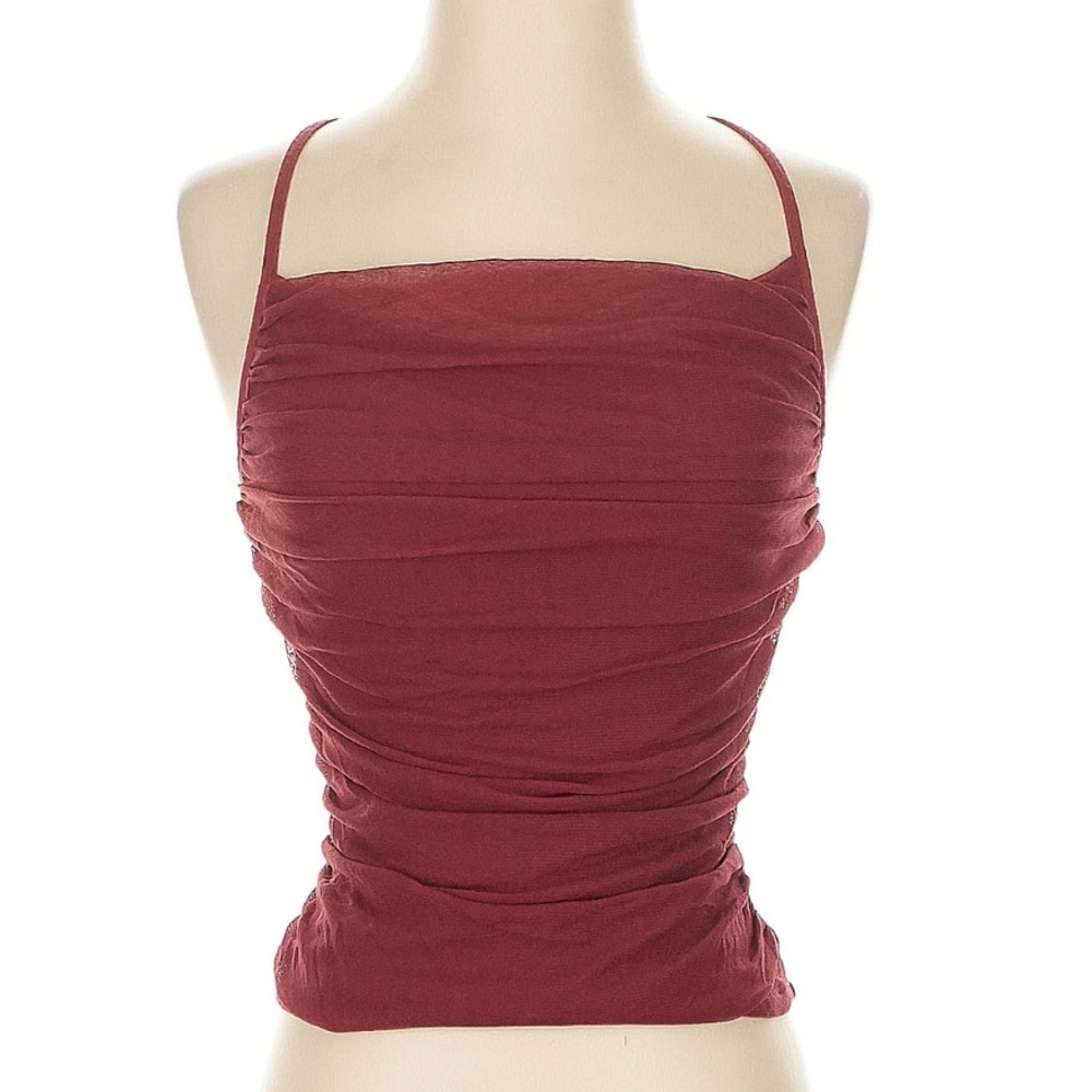 Anthropologie Red Ruched Camisole